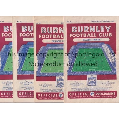 958 - BURNLEY     Twenty two home programmes for season 1957/8 including 20 League, missing Tottenham plus... 