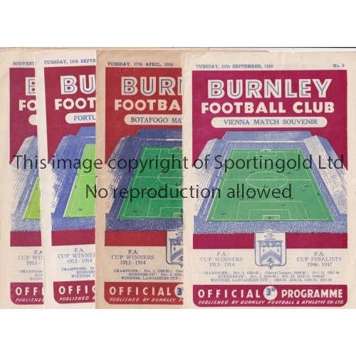 963 - BURNLEY     Five programmes for home Friendlies v Vienna 55/6, Botafogo 55/6, very slightly worn, Fo... 