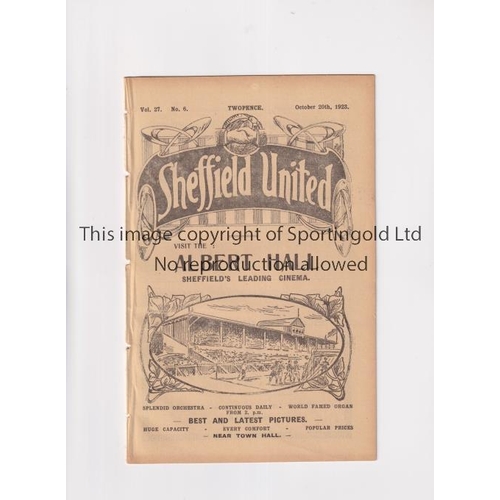 968 - SHEFFIELD UNITED V BURNLEY 1923       Programme for the League match at Sheffield 20/10/1923, ex-bin... 