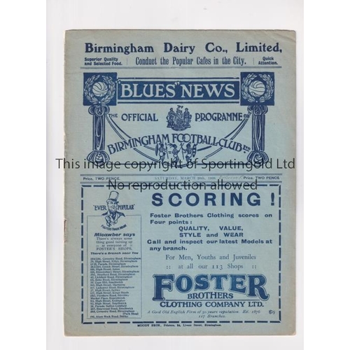 969 - BIRMINGHAM RESERVES V BURNLEY RESERVES 1926      Programme for the Central League match at Birmingha... 