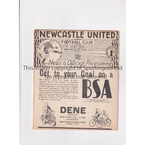 971 - NEWCASTLE UNITED RESERVES V BURNLEY RESERVES 1936     Programme for the Central League match at Newc... 