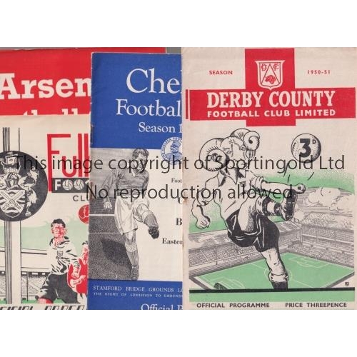 976 - BURNLEY   Fifteen away programmes: 1950/1 v Fulham, Arsenal team changes, Chelsea and Derby scores e... 