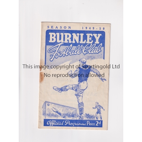 392 - MANCHESTER UNITED     Programme for the away League match v Burnley 24/9/1949, rusty staple and rust... 