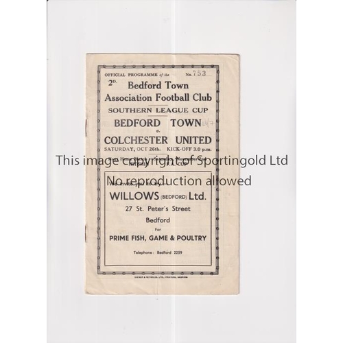 12 - BEDFORD TOWN V COLCHESTER UNITED 1946 CUP      Programme for the Southern League Cup tie at Bedford ... 