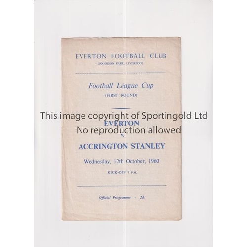 13 - 1960-1 LEAGUE CUP FIRST SEASON / EVERTON     Three home programmes v Accrington 12/10/60, Walsall 31... 