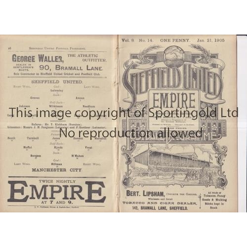 SHEFFIELD UNITED V MANCHESTER CITY 1905 Programme for