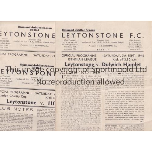 16 - LEYTONSTONE F.C.          Thirteen programmes for the 1946/7 season: 11 homes, handwritten team shee... 