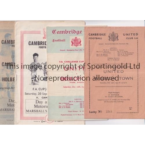 181 - CAMBRIDGE UNITED    Seven home programmes for FA Cup ties v Wisbech Town 3rd Qualifying Round 24/10/... 