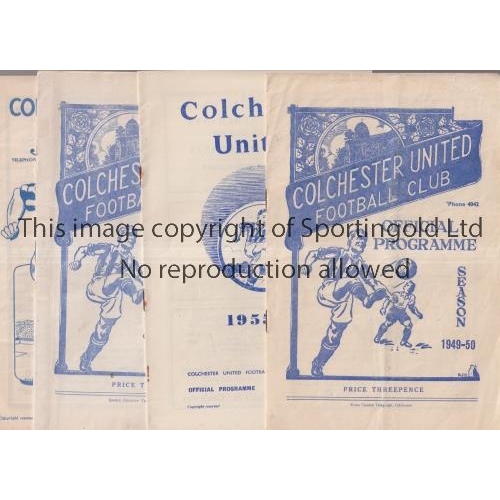 182 - COLCHESTER UNITED      Nine home programmes v Chelmsford City 17/9/49, Barry Town 14/1/50 final seas... 