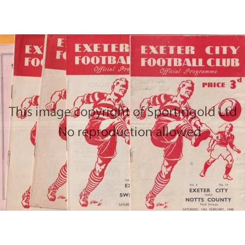 184 - EXETER CITY    Six programmes: homes v Notts County 14/2/48, Swindon Town 18/9/48,  Torquay 15/1/49 ... 