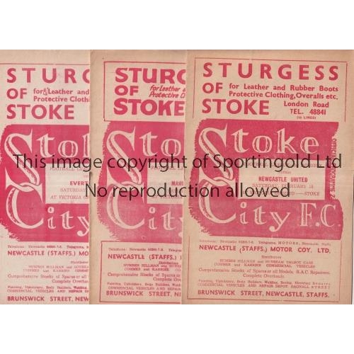 185 - STOKE CITY      Three home programmes for the 1949-50 season v Newcastle 18/2/50, Man City 4/3/50 an... 