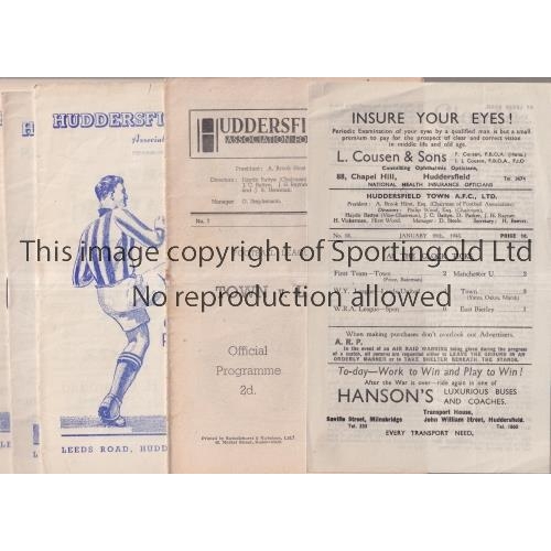 189 - HUDDERSFIELD TOWN      Five home programmes v Bury 20/1/45, Liverpool 18/10/47, Sheff. Wed. 23/9/50,... 