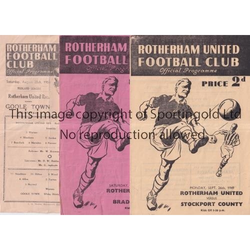 191 - ROTHERHAM UNITED       Three home programmes v Stockport County 26/9/49, Bradford City 14/10/50 and ... 