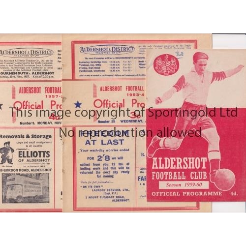 1996 - ALDERSHOT V THE ARMY       Three programmes at Aldershot 21/4/1954, staples removed, 11/11/1957, ver... 