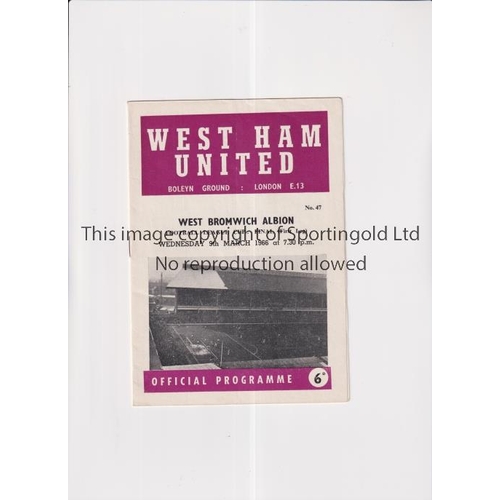 2 - 1966 LEAGUE CUP FINAL / WEST HAM UNITED V WEST BROMWICH ALBION      Programme for the 1st Leg at Wes... 