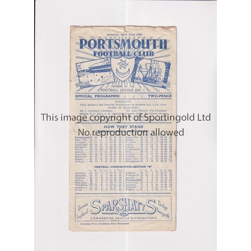 20 - PORTSMOUTH V LIVERPOOL 1950    Programme for the League match at Portsmouth 22/4/1950 in their Champ... 