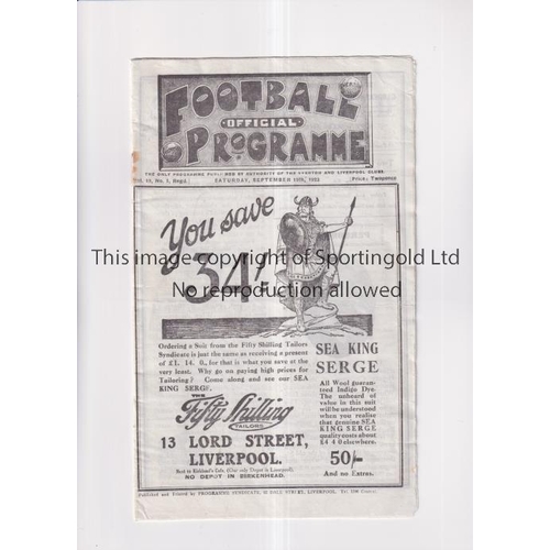 207 - LIVERPOOL V PRESTON NORTH END 1923      Programme for the League match at Liverpool 15/9/23, cleaned... 