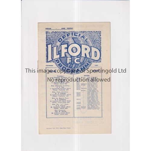 211 - ILFORD V ROMFORD 1939     Programme for the South Essex Charity match at Ilford 31/1/39.       Gener... 