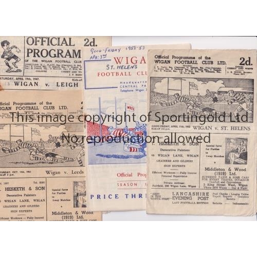 231 - RUGBY LEAGUE      A Featherstone Rovers handbook for 1958/9 and 5 Wigan home programmes v Leigh 19/4... 