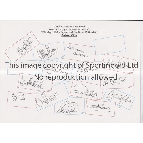 232 - ASTON VILLA / EUROPEAN CUP WINNERS 1982 / AUTOGRAPHS     Three A4 cards each signed by 14 members of... 