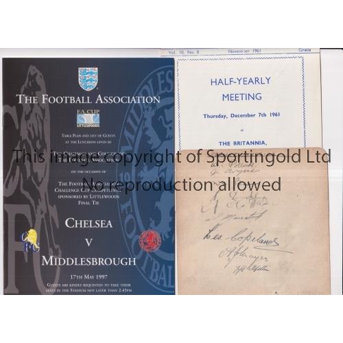 240 - CHELSEA     An album sheet with 9 signatures of Chelsea players in 1933/4 including Pollock, Argue, ... 