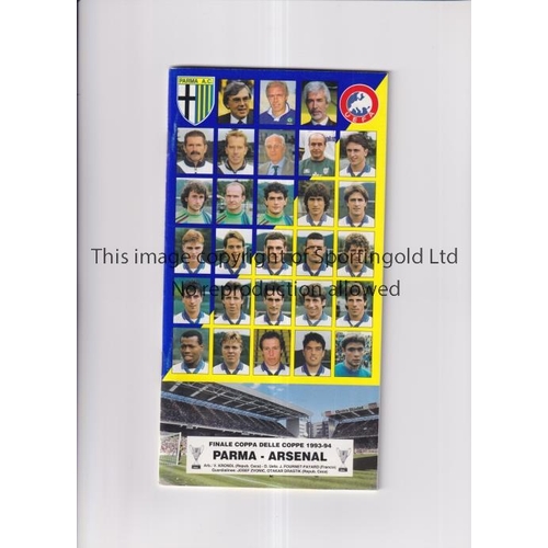 259 - 1994 ECWC FINAL / PARMA V ARSENAL    Official Parma, Press and VIP programme for the Final in Copenh... 
