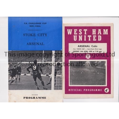 270 - ARSENAL     Two away programmes v Stoke City 1971 FA Cup Semi-Final at Sheffield Wednesday, very sli... 