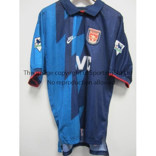 274 - ARSENAL PLAYER ISSUE SHIRT / JOHN JENSEN        Dark blue and light blue short sleeve shirt for seas... 