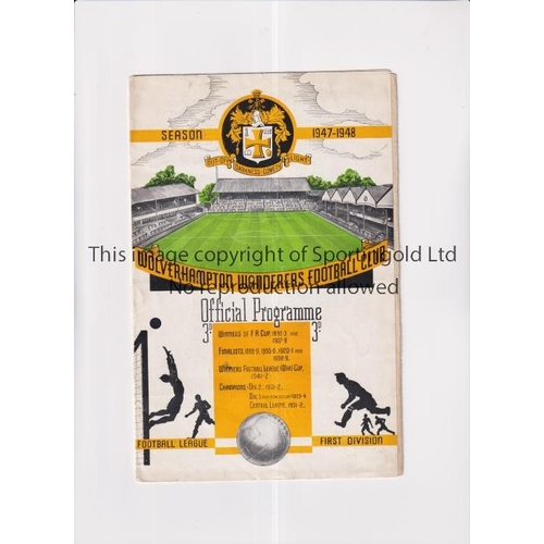 310 - ARSENAL      Programme for the away League match in their 1947/8 Championship season v Wolves 18/10/... 