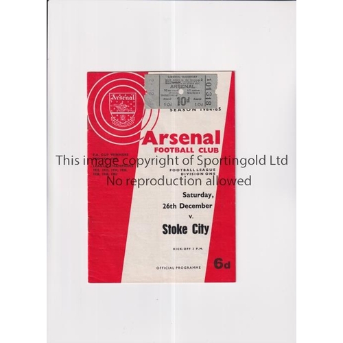 320 - ARSENAL      Programme and Arsenal London Transport ticket both dated 26/12/1964. Ticket is stapled ... 