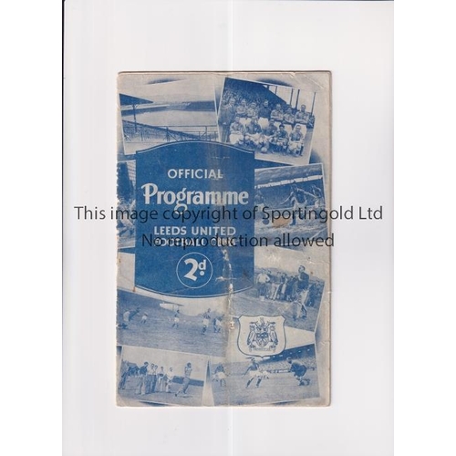 330 - LEEDS UNITED      Programme for the home League match v Derby County 25/11/1938, lacking the back co... 