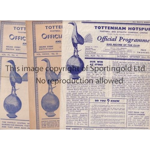 350 - TOTTENHAM HOTSPUR        Seven programmes: 6 homes v Man. Utd. 51/2 poor, Barnsley 46/7 X 2, one sli... 