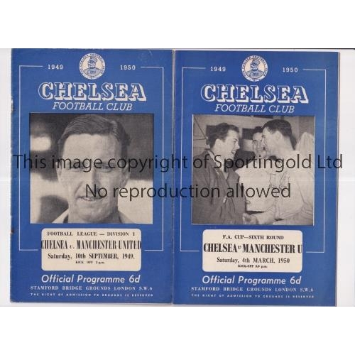 36 - CHELSEA V MANCHESTER UNITED      Two programmes for matches at Chelsea 10/9/49, rusty staples and 4/... 