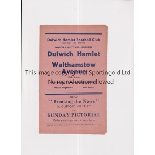 4 - 1937 LONDON CHARITY CUP SEMI-FINAL   Programme for the match at Dulwich Hamlet v Walthamstow 30/10/1... 