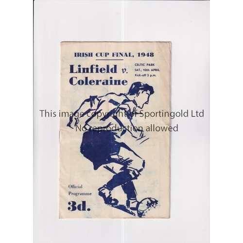 42 - 1948 IRISH CUP FINAL / COLERAINE V LINFIELD      Official programme for the match at Belfast Celtic ... 