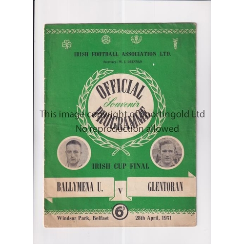 46 - 1951 IRISH CUP FINAL / BALLYMENA UNITED V GLENTORAN      Programme for the match at Windsor Park 28/... 