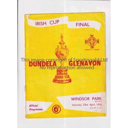 50 - 1955 IRISH CUP FINAL / DUNDELA V GLENAVON      Programme for the match at Windsor Park 23/4/1955, ve... 