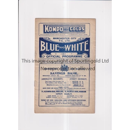 551 - MANCHESTER CITY V BURNLEY 1925      Programme for the League match at City 24/10/1925, slightly crea... 