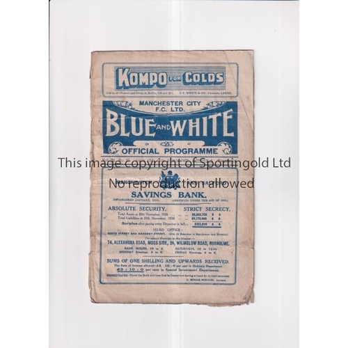 552 - MANCHESTER CITY V DARLINGTON / BURNLEY / STOKE CITY 1927     Triple issue City home programme for th... 