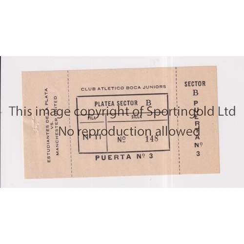 558 - MANCHESTER UNITED          Seat transfer ticket for the away Intercontinental Cup tie v Estudiantes ... 