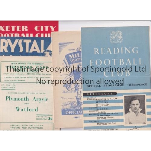 563 - WATFORD     Twelve away programmes: 49/0 v Reading, 50/1 v Millwall, 51/2 v Plymouth and Crystal Pal... 