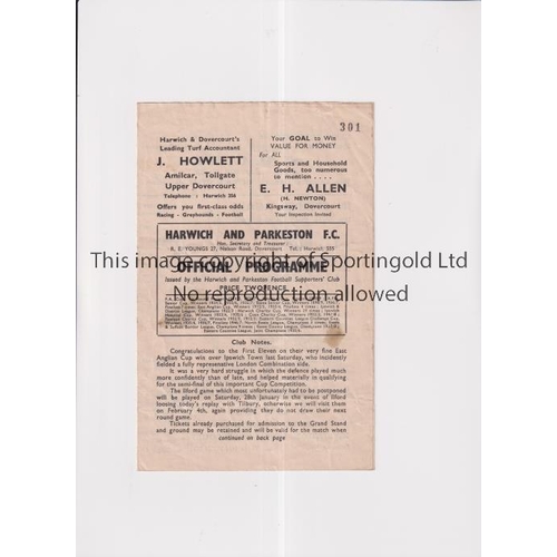 568 - WEST HAM UNITED      Programme for the away Eastern Counties League match v Harwich in the 1949/50 s... 