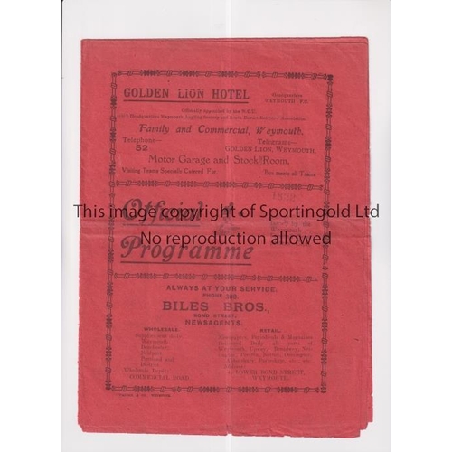 570 - WEYMOUTH V NEWPORT COUNTY 1925 FA CUP      Fold out 8 page programme for the tie at Weymouth 28/11/1... 