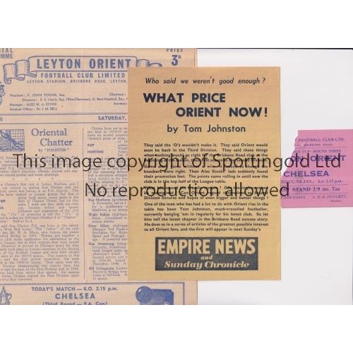 577 - CHELSEA      Ticket, torn on entry, programme, slightly creased and single sheet advertising flyer i... 