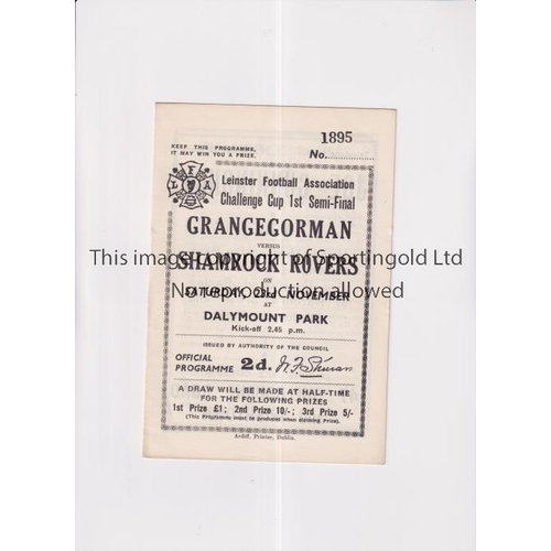 585 - 1946 LEINSTER  CUP SEMI-FINAL / GRANGEGORMAN V SHAMROCK ROVERS   Programme for the match at Dalymoun... 