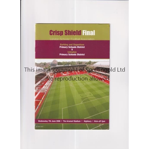 598 - AT ARSENAL / CRISP SHIELD FINAL 2006       Programme for Primary Schools District Final, Barking and... 