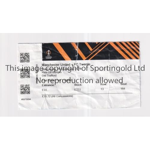 785 - MANCHESTER UNITED       Ticket for the home Europa League match v FC Twente 25/9/2024, creased and m... 