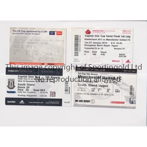 797 - MANCHESTER UNITED      Four tickets for away cup ties v Stoke City 18/12/2013 LC, v Watford 14/4/200... 