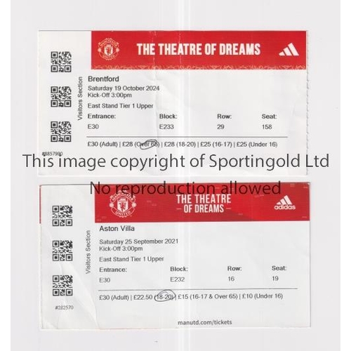 798 - MANCHESTER UNITED      Two home tickets for League matches v Aston Villa 25/9/2021 and Brentford 19/... 
