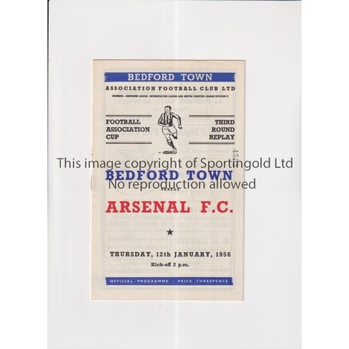 8 - ARSENAL    Programme for the away FA Cup tie v Bedford Town 12/1/1956.     Generally good